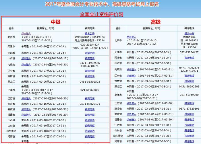 2017年全國(guó)中級(jí)報(bào)名