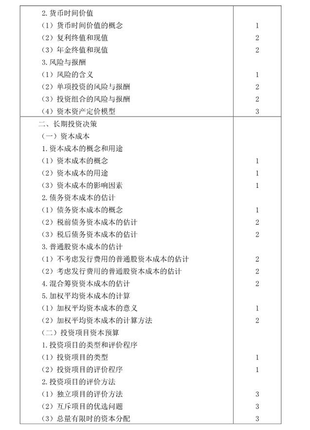 注冊會計師全國統(tǒng)一考試大綱《財管》