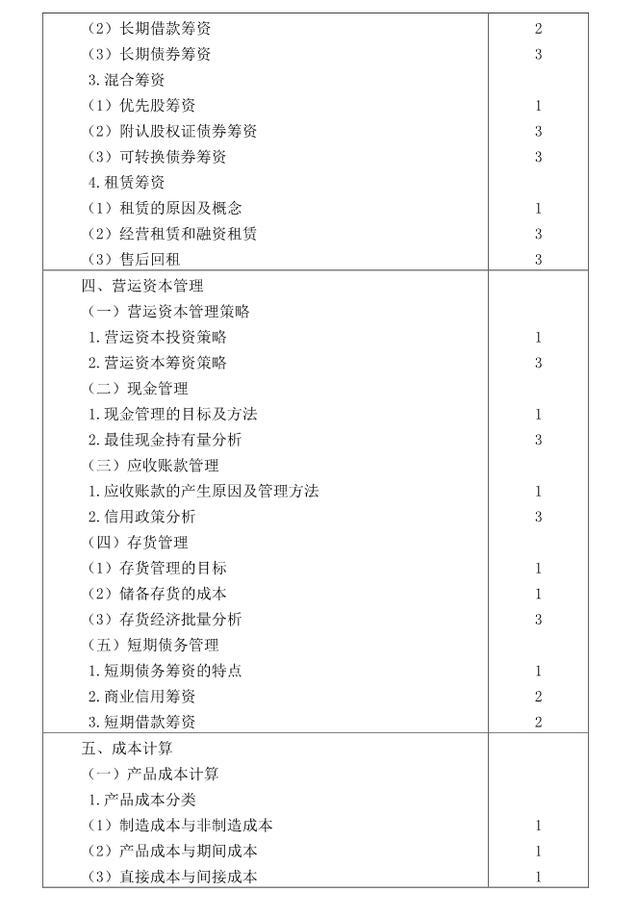 注冊會計師全國統(tǒng)一考試大綱《財管》