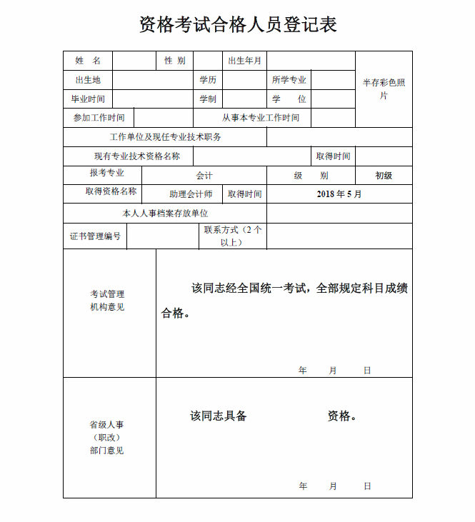 初級會計師證