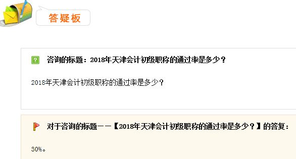 2018天津初級會計職稱考試合格率是多少,？