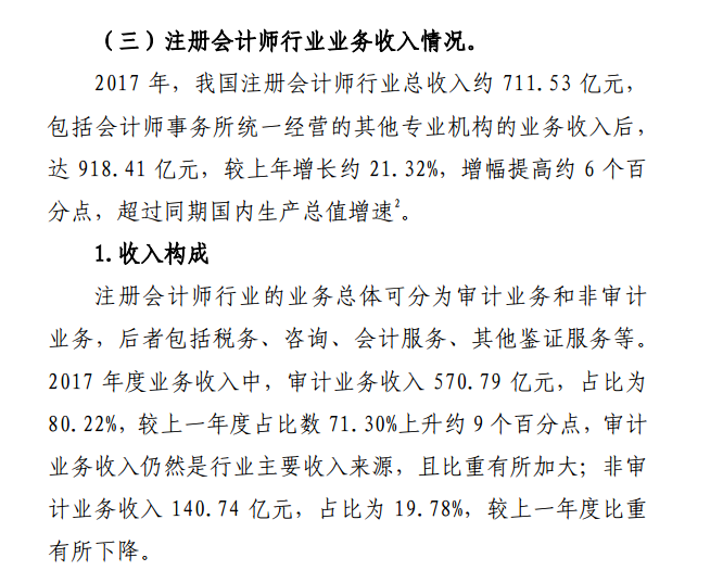 注會行業(yè)業(yè)務(wù)收入情況