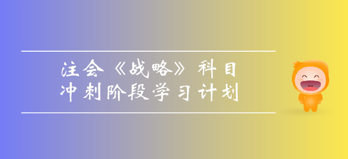 2019年注會《戰(zhàn)略》沖刺階段學(xué)習(xí)計劃