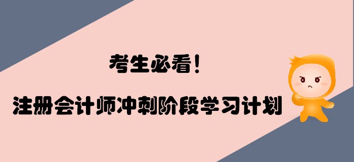 考生必看,！2019年注冊會計(jì)師沖刺階段學(xué)習(xí)計(jì)劃,！