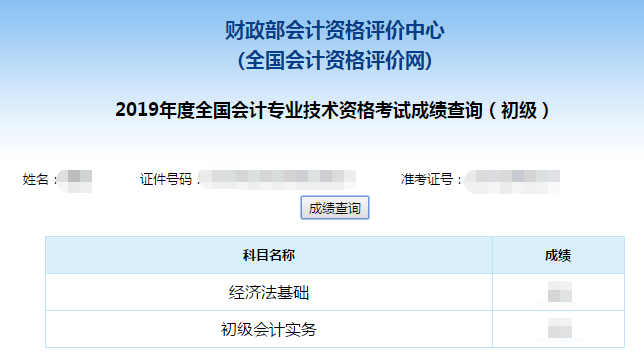 初級會計考試分數(shù)