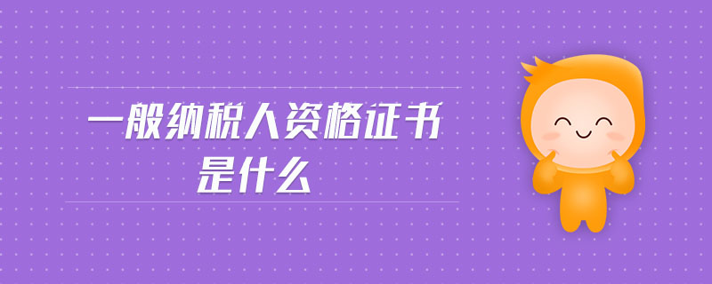 一般納稅人資格證書是什么