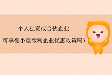 個(gè)人獨(dú)資或合伙企業(yè)可享受小型微利企業(yè)優(yōu)惠政策嗎,？