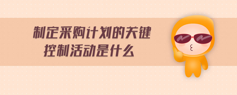 制定采購計劃的關鍵控制活動是什么