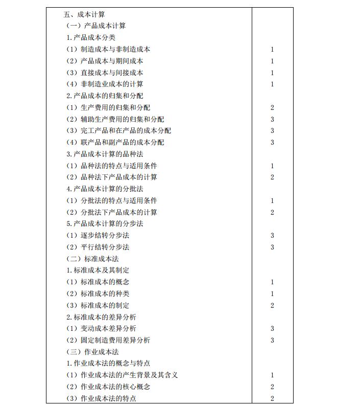 2020年注冊會計師《財務(wù)成本管理》考試大綱7