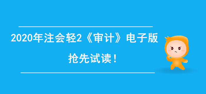 2020年注冊會計師輕2《審計》電子版來了,，搶先試讀,！