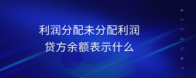 利潤分配未分配利潤貸方余額表示什么