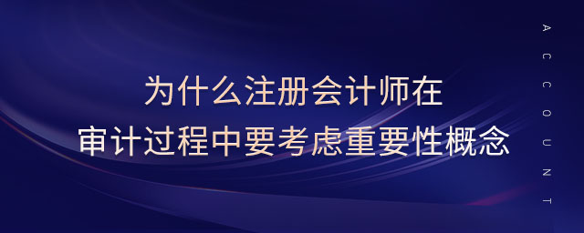 為什么注冊會計師在審計過程中要考慮重要性概念