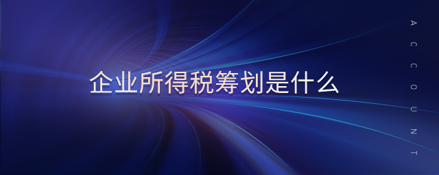 企業(yè)所得稅籌劃是什么