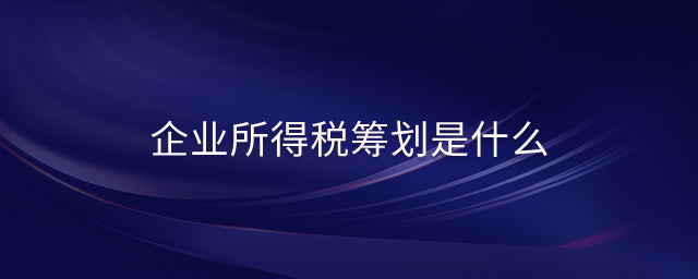 企業(yè)所得稅籌劃是什么