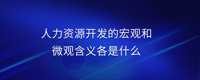 人力資源開(kāi)發(fā)的宏觀和微觀含義各是什么