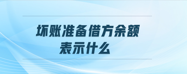 壞賬準(zhǔn)備借方余額表示什么