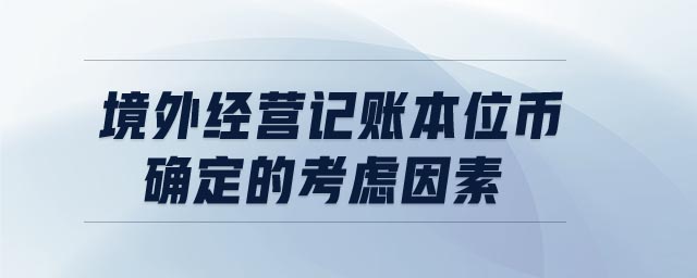 境外經(jīng)營(yíng)記賬本位幣確定的考慮因素