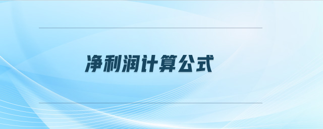 凈利潤計算公式