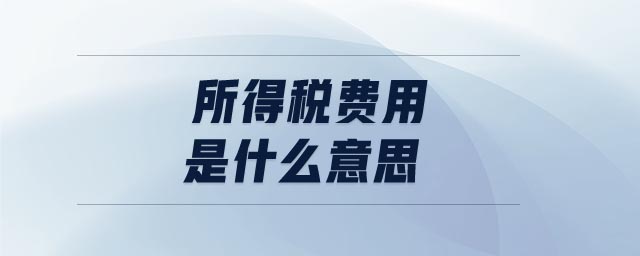 所得稅費用是什么意思