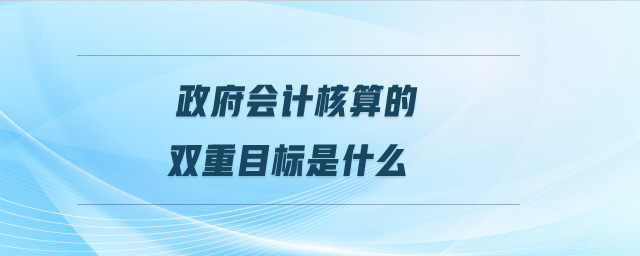 政府會計核算的雙重目標(biāo)是什么