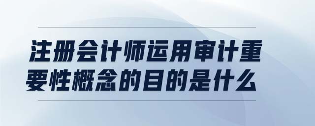 注冊會計(jì)師運(yùn)用審計(jì)重要性概念的目的是什么