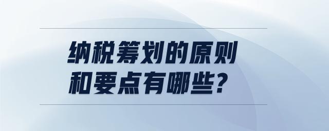 納稅籌劃的原則和要點有哪些?