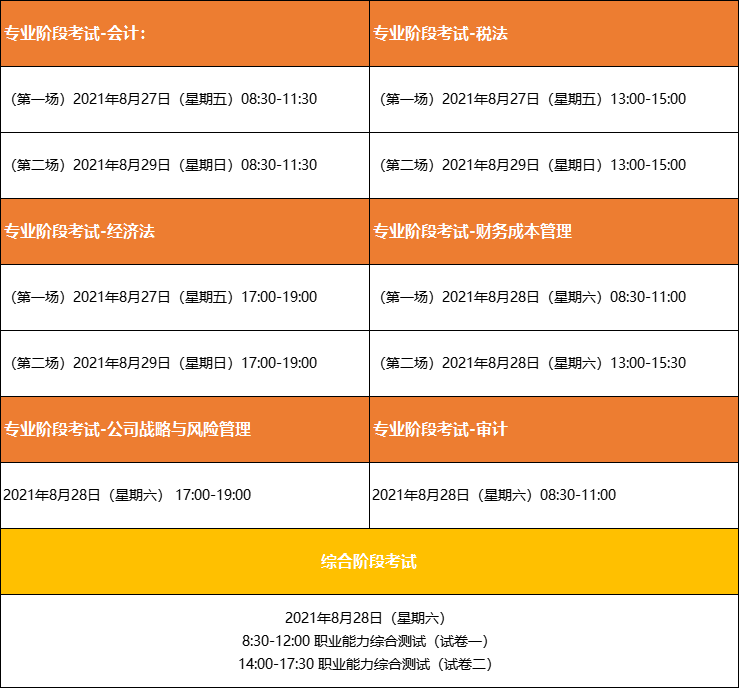 2021年四川注冊(cè)會(huì)計(jì)師考試時(shí)間和科目