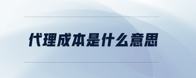 代理成本是什么意思