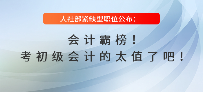 人社部緊缺型職位公布：會(huì)計(jì)霸榜,！考初級(jí)會(huì)計(jì)的太值了吧！