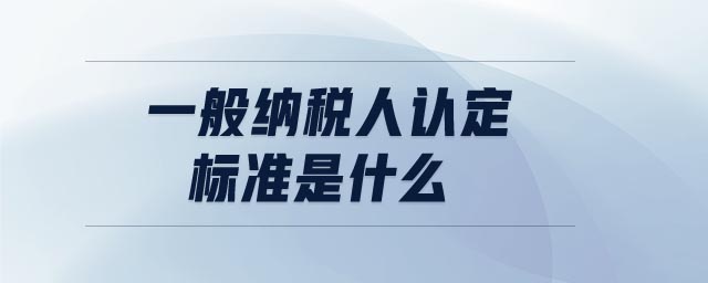 一般納稅人認定標準是什么