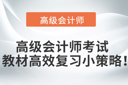 高級會計師考試教材高效復(fù)習(xí)小策略！