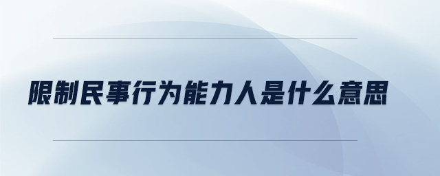 限制民事行為能力人是什么意思