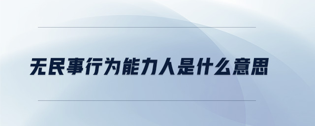 無民事行為能力人是什么意思