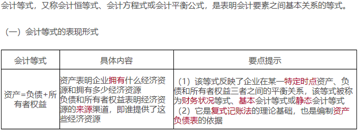 初級(jí)會(huì)計(jì)知識(shí)點(diǎn)——會(huì)計(jì)等式