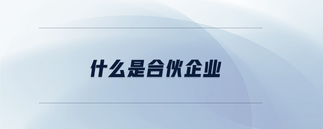 什么是合伙企業(yè)