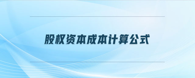 股權(quán)資本成本計(jì)算公式