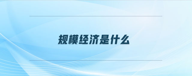 規(guī)模經(jīng)濟(jì)是什么