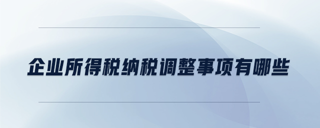 企業(yè)所得稅納稅調(diào)整事項(xiàng)有哪些