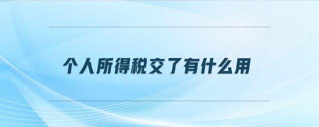 個(gè)人所得稅交了有什么用