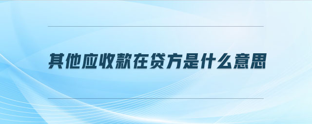 其他應(yīng)收款在貸方是什么意思