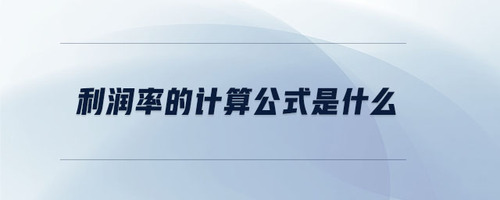 利潤(rùn)率的計(jì)算公式是什么