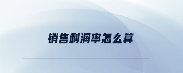 銷售利潤(rùn)率怎么算
