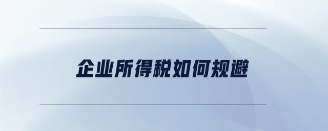 企業(yè)所得稅如何規(guī)避