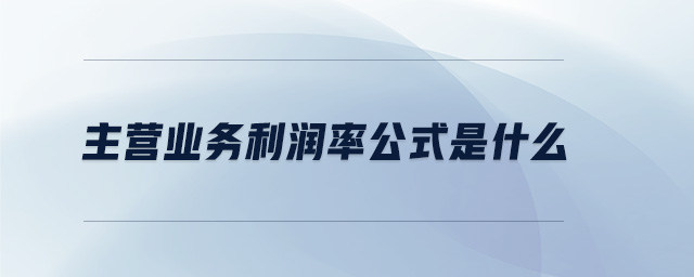 主營業(yè)務(wù)利潤率公式是什么