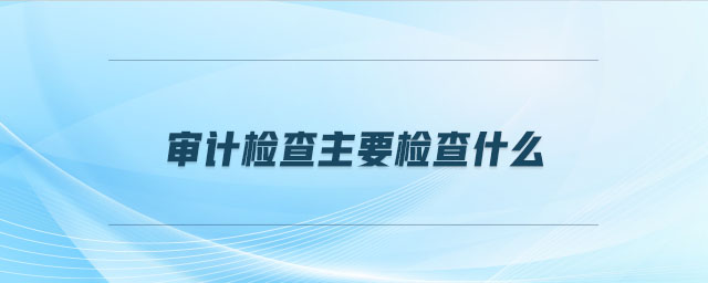 審計檢查主要檢查什么