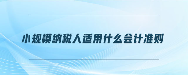 小規(guī)模納稅人適用什么會計(jì)準(zhǔn)則