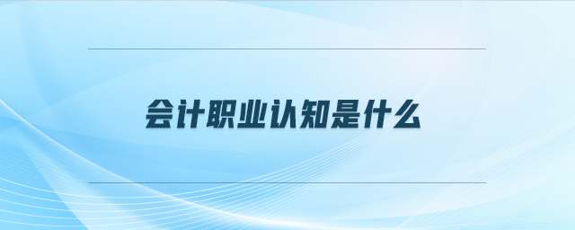 會計職業(yè)認知是什么