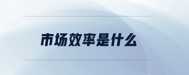 市場(chǎng)效率是什么