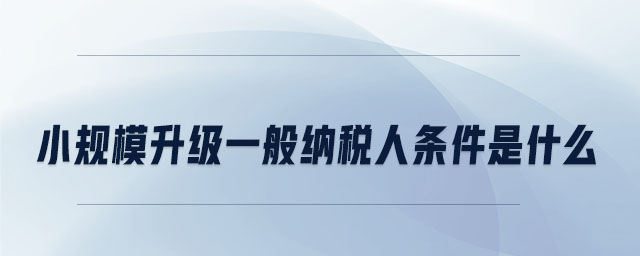 小規(guī)模升級一般納稅人條件是什么