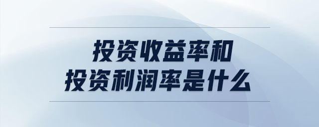 投資收益率和投資利潤(rùn)率是什么